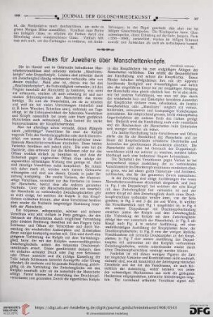 Etwas für Juweliere über Manschettenknöpfe