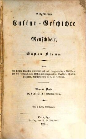 Cultur-Geschichte des christlichen Europa, Erster Band. Das christliche Westeuropa