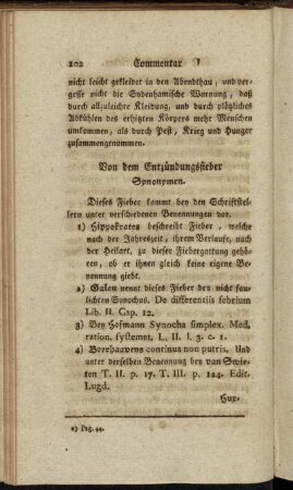 Synonymen. - Zufälle des Entzündungsfiebers.
