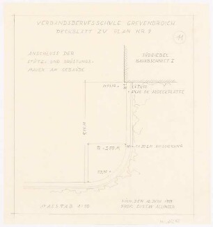 Gartenanlage Verbandsberufsschule, Grevenbroich: Deckblatt zu den Werkzeichnungen für die Treppe am Pausenhof, Grundriss 1:50