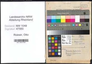 Entnazifizierung Otto Roeser , geb. 21.11.1888 (Kaufmaennischer Angestellter)