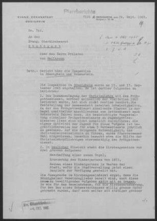 Bönnigheim und Hohenstein: Inspektionsbericht 1965