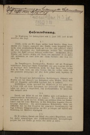 Hafenordnung.