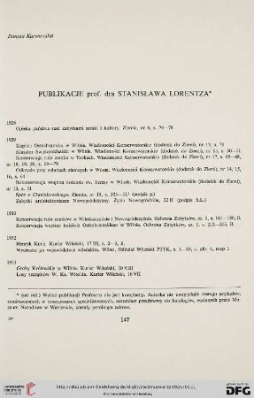 Publikacje prof. dra Stanisława Lorentza