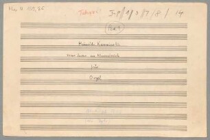 3 Chorale arrangements, org, Excerpts - BSB Mus.N. 139,26 : [title page:] Heinrich Kaminski // Vater unser im Himmelreich // für // Orgel