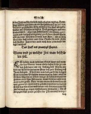 Das fünff und zwantzigst Capitel. Wann und zu welcher Zeit man beschälen soll