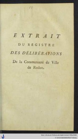 Extrait Du Registre Des Délibérations De la Communauté de Ville de Redon