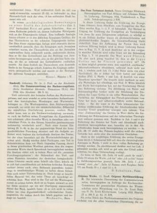 389 [Rezension] Sundwall, Johannes, Die Zusammensetzung des Markus-Evangeliums