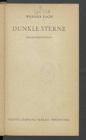 Dunkle Sterne : Kriminalroman