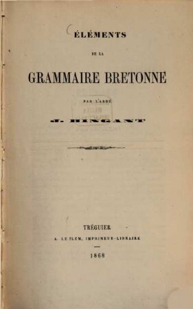 Éléments de la grammaire bretonne