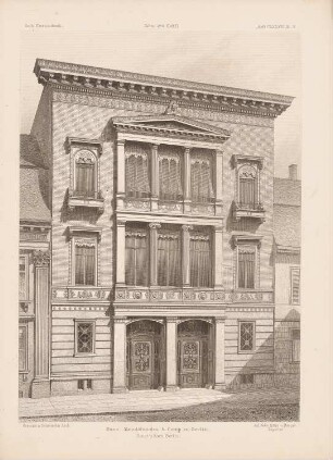 Wohn- und Geschäftshaus Mendelssohn & Co Jägerstraße 52, Berlin: Ansicht (aus: Architektonisches Skizzenbuch, H. 137/2, 1876)