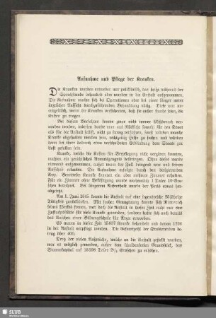 Aufnahme und Pflege der Kranken