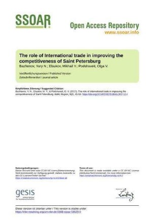 The role of International trade in improving the competitiveness of Saint Petersburg