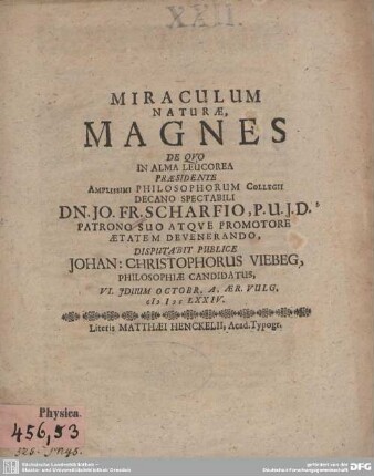 Miraculum Naturae, Magnes