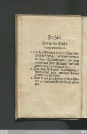 Innhalt Des Ersten Buchs darinne gehandelt wird
