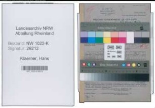 Entnazifizierung Hans Klaerner , geb. 07.05.1909 (Kaufmaennischer Angestellter)