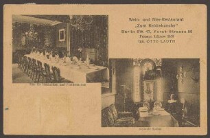 Ansichtskarte „Zum Reichskanzler“, Yorckstraße 90