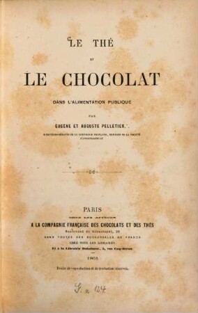 Le thé et le chocolat dans l'alimentation publique