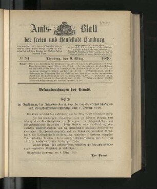 No. 54, 9. März 1920