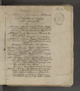 Index Librorum Graecorum Manuscriptorum Bibliothecae Regiae St. Laurentii