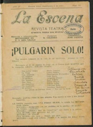 ¡Pulgarin solo! : dos pasajes vulgares de la vida de un carrerista