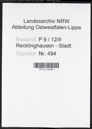Sterberegister Standesamt II Recklinghausen-Stadt