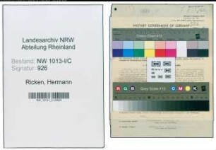 Entnazifizierung Hermann Ricken , geb. 22.04.1874 (Vertreter)