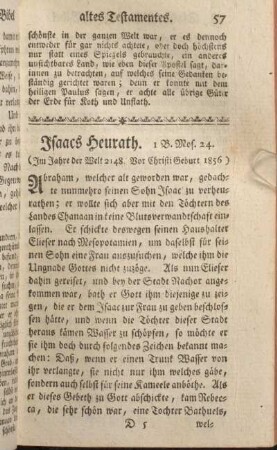 Isaacs Heurath. 1 B. Mos. 24.