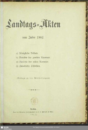 1902,Beil.: Landtags-Akten / Königliche Dekrete