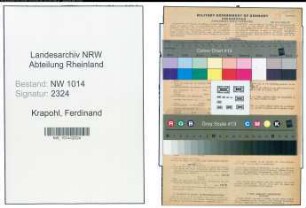 Entnazifizierung Ferdinand Krapohl , geb. 20.12.1919 (Monteur)