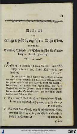Nachricht von einigen pädagogischen Schriften, ...