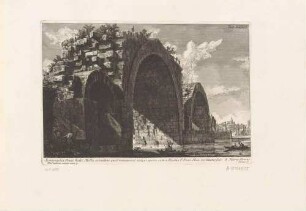 Scenographia Pontis hodie Mollis (Ansicht der Ponte Molle), aus der Folge "Il Campo Marzio dell’Antica Roma", Tafel XXXIX.