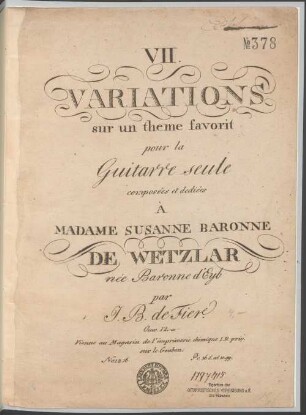 VII variations sur un thème favorit : pour la guitarre seule ; oeuv. 12