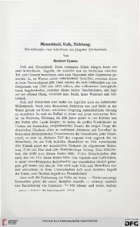 28: Menscheit, Volk, Dichtung : Betrachtungen zum Schrifttum des jüngsten Jahrhunderts