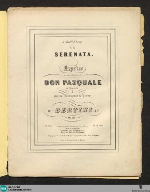 La Serenata : caprices sur un motif de Don Pasquale de Donizetti; à quatre mains pour le piano; op. 146
