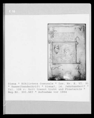 Sammelhandschrift — Gott trennt Licht und Finsternis, Folio fol. 126 r