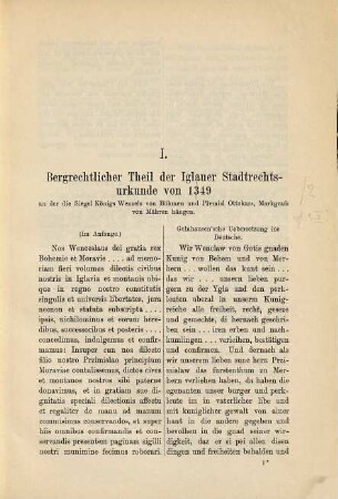 Das alte Bergrecht von Iglau und seine bergrechtlichen Schöffensprüche