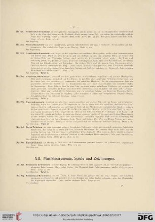 XII. Musikinstrumente, Spiele und Zeichnungen (No. 878 - 906)