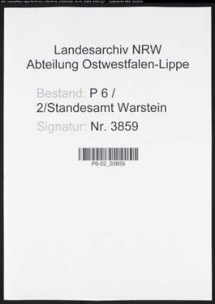 Sterberegister Standesamt Warstein