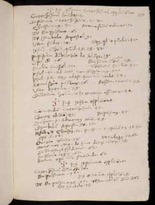 157-158, Stichwortsammlung zu den nachfolgenden pp. 1-122 (später hinzugefügt)