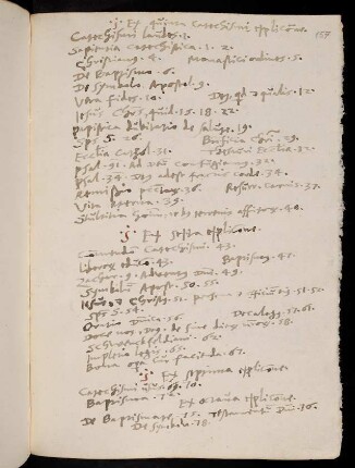 157-158, Stichwortsammlung zu den nachfolgenden pp. 1-122 (später hinzugefügt)