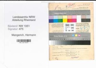 Entnazifizierung Hermann Mangerich , geb. 04.04.1903 (Schlosser)