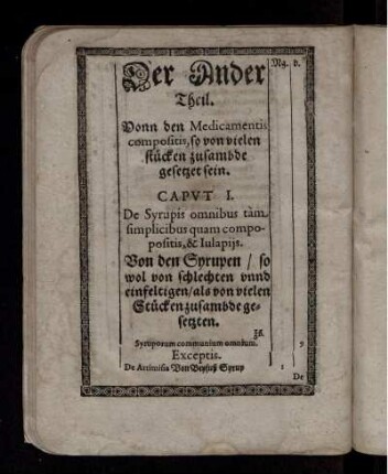 Der Ander Theil. Vonn den Medicamentis compositis, so von vielen stücken zusambde gesetzet sein