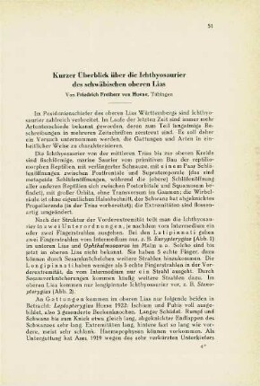 Kurzer Überblick über die Ichthyosaurier des schwäbischen oberen Lias