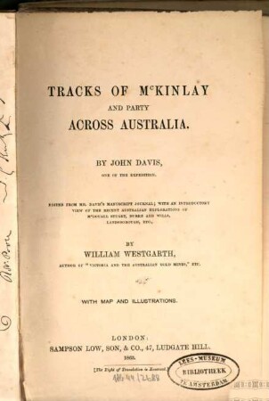 Tracks of McKinlay and party across Australia