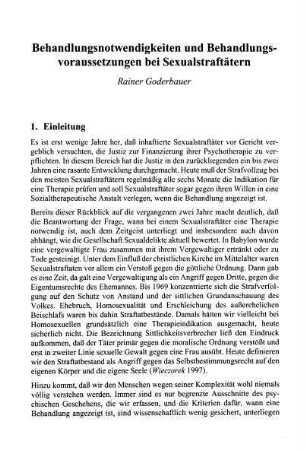 167-180, Behandlungsnotwendigkeiten und Behandlungsvoraussetzungen bei Sexualstraftätern