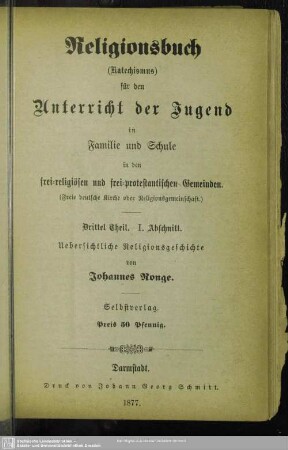3: Religionsbuch (Katechismus) für den Unterricht der Jugend in Familie und Schule in den frei-religiösen, deutsch-katholischen und frei-protestantischen Gemeinden
