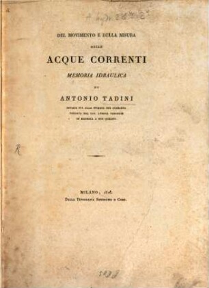 Del movimento et della misura delle acque correnti