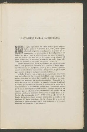 La Condesa Emilia Pardo Bazán