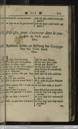 Redens-Arten, zur Uebung der Conjugation des Verbi Auxil. Etre